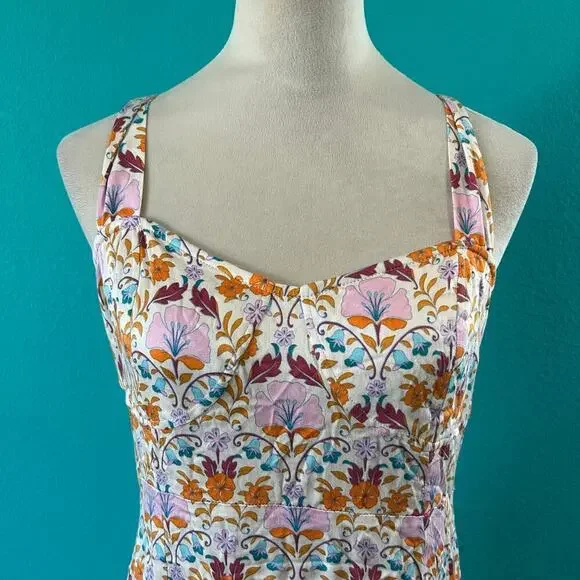 NWT Free People Women's Sasha Sweetheart-Neck Mini Dress Multi Floral Size L - Picture 4 of 8